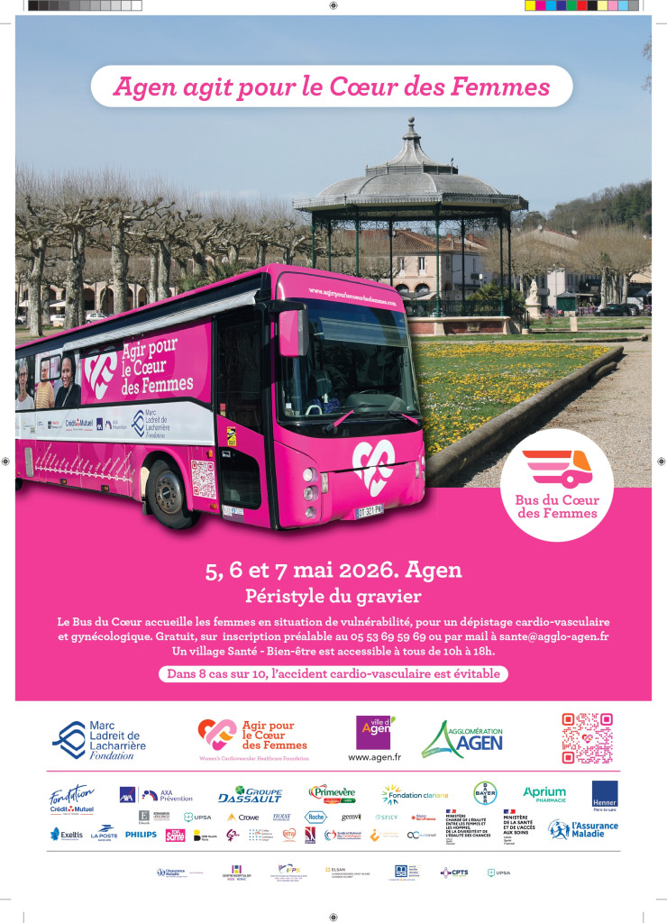 Péristyle du gravier Bus du coeur Dépistage cardio-vasculaire et gynécologique